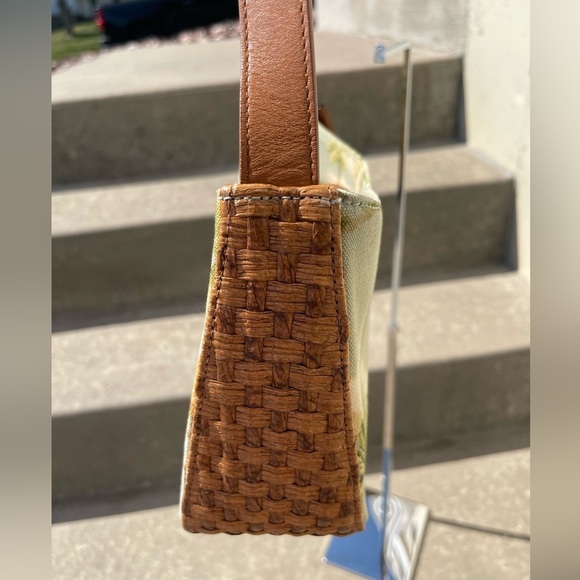 Vintage Fossil Beach Print Shoulder Purse Bag Canvas Woven Purse Shoulder Bag - Picture 5 of 11